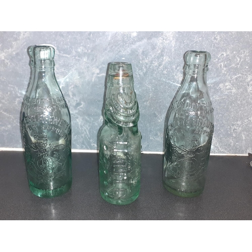 292 - Three Vintage Green Glass Bottle - Two are Buckleys & One Llanelly.