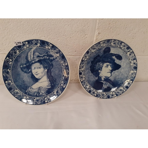 298 - Pair of Delft Blue & White Delft Wall Plates.