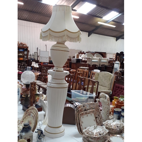 334 - White & Gilt Based Table Lamp on Colum Base with Shade.