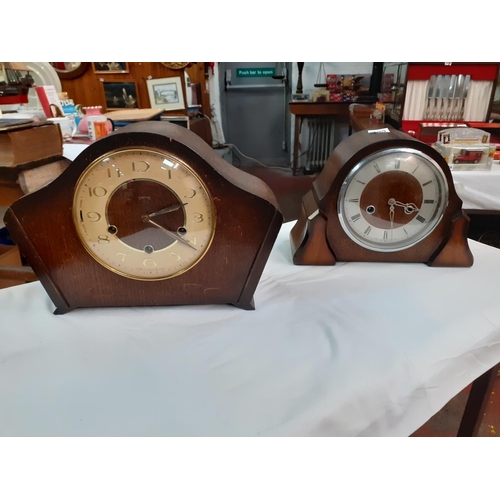 349 - Two Oak Cased Mantle Clocks.