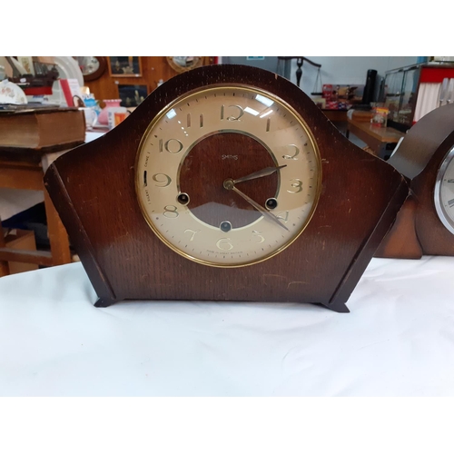 349 - Two Oak Cased Mantle Clocks.