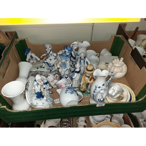 36 - Box of Assorted Jugs, Figures etc.