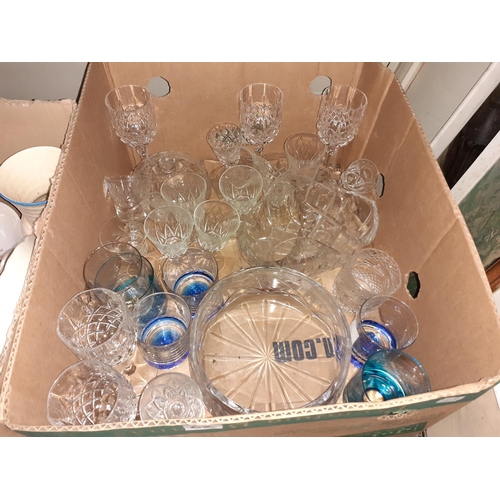 62 - Box of Cut Glass Glasses, Bowls, Basket etc.