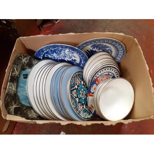 68 - Box of Various Plates & Bowls.