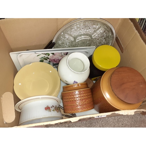 91 - Box of China including Hornsea Storage Jugs, Johnson Bowls etc.