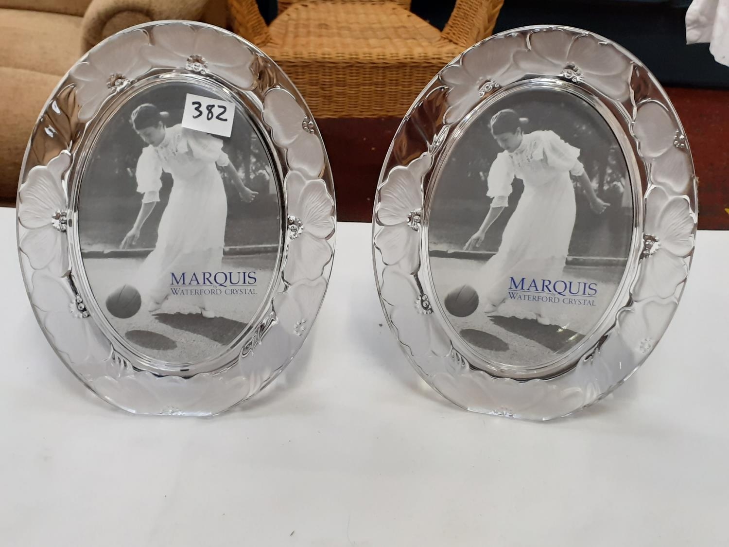 Pair of Oval "Marquis" Waterford Crystal Photo Frames.