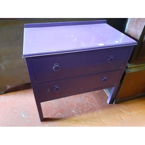 631 - Painted Purple Two Drawer Chest of Drawers - approx 71cm high, 77cm wide & 45cm deep.