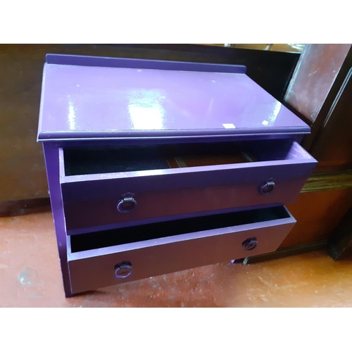 631 - Painted Purple Two Drawer Chest of Drawers - approx 71cm high, 77cm wide & 45cm deep.