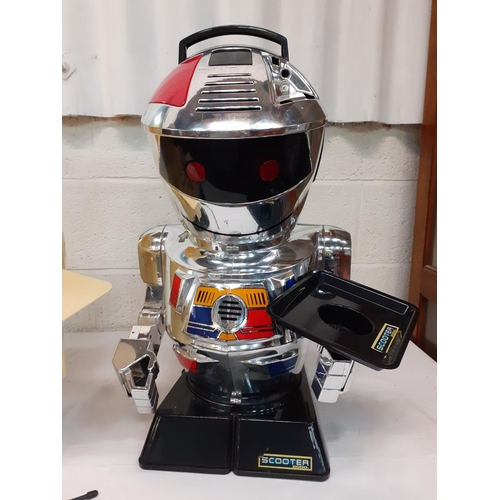 140 - Scooter 2000 Robot with Yellow Finish Fully Working with Remote along with Chrome Finish Scooter 200... 