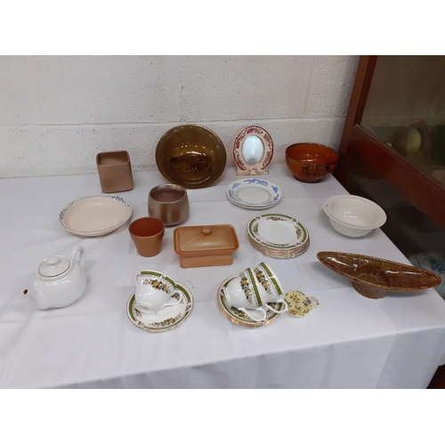 13 - Box to Include Part Tea Set, Bowls, Red Masons Mandalay Photo Frame - approx 18cm tall etc.