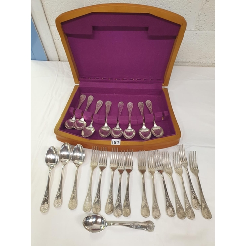 157 - Canteen of Vintage French Silver Plate Cutlery Consists of Twelve Dessert Spoons and Twelve Forks - ... 