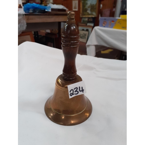 234 - Vintage Brass Desk Bell with Wooden Handle.