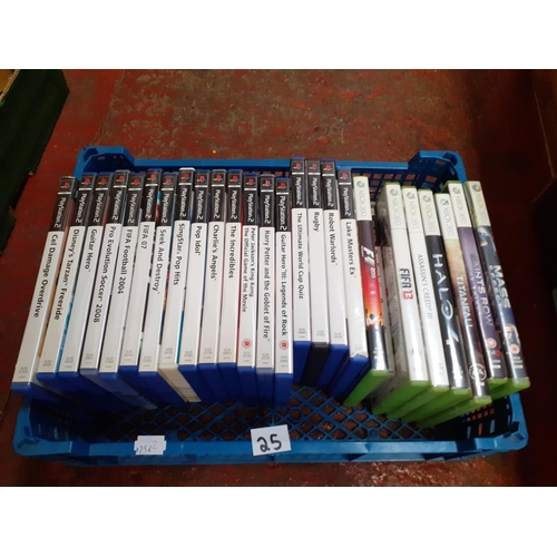 25 - Box of PS2 & Xbox 360 Games.