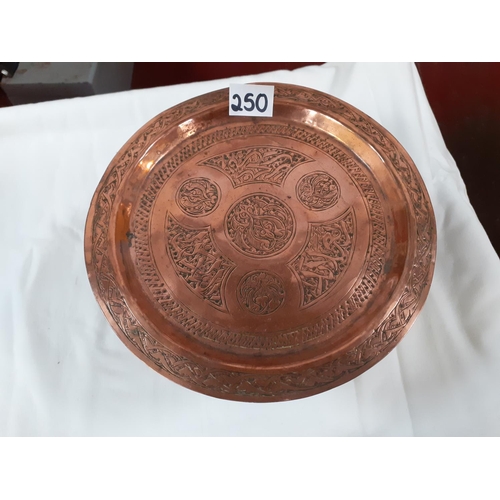 250 - Small Moroccan Copper Dish on Folding Stand.