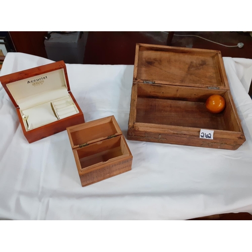 262 - Wooden Jewellery Box with Smaller Jewellery Box & Inlaid Box.