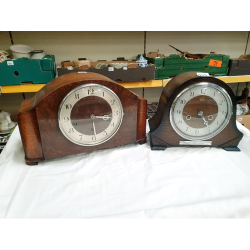 272 - Two Oak Cased Mantle Clocks - One Smiths Enfield Clock.