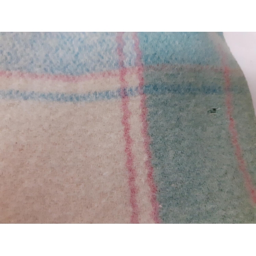 32 - Pink, Cream & Green Welsh Blanket - two small holes.