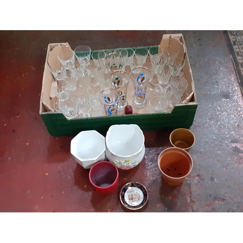 67 - Box of Cut Glass Glasses & Plant Pots etc.