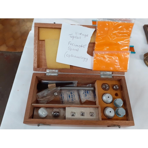 68 - Selection of Vintage Items Including Part Ophthalmology Set in Wooden Box, Bicycle Lamp, China etc.