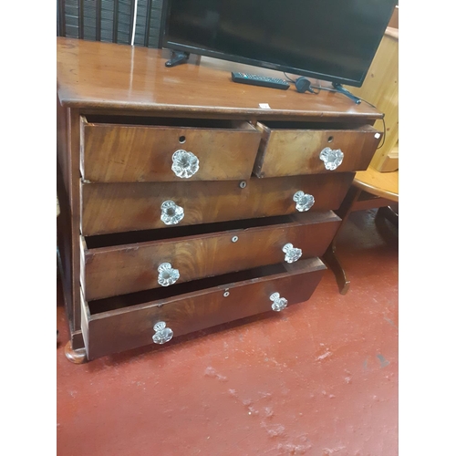 558 - Large Mahogany Two Over Three Nest of Drawers on Bun Feet - approx 40