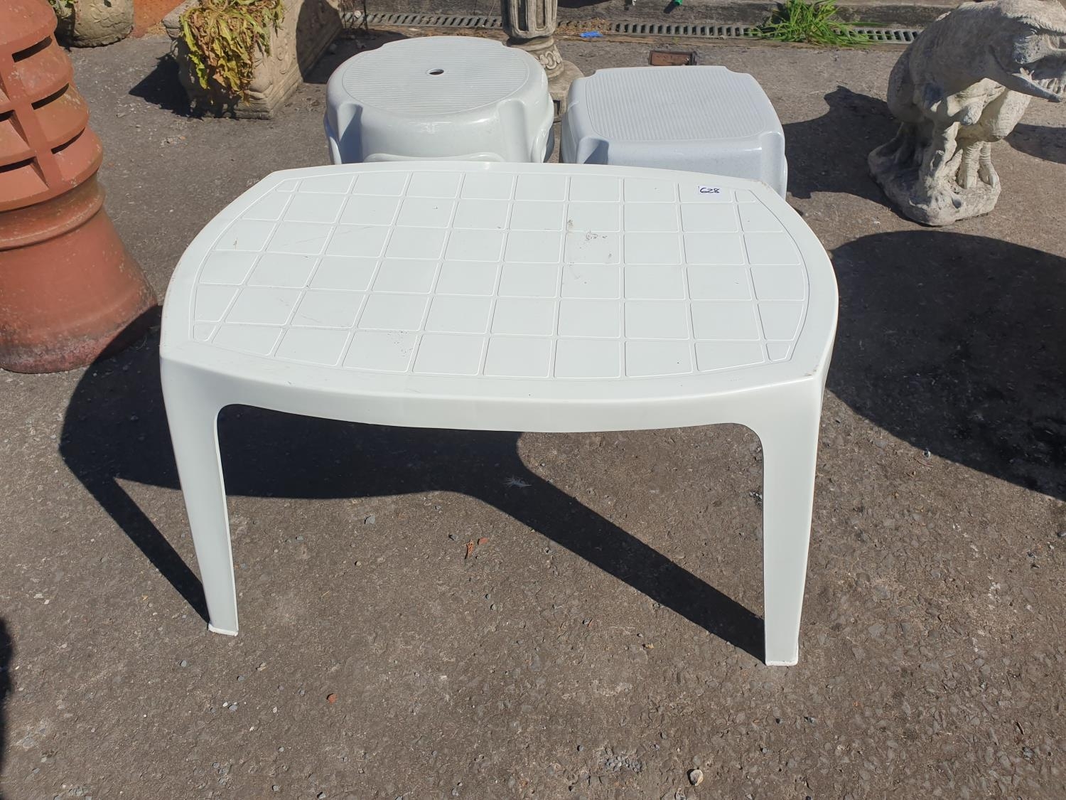 Small white plastic on sale garden table