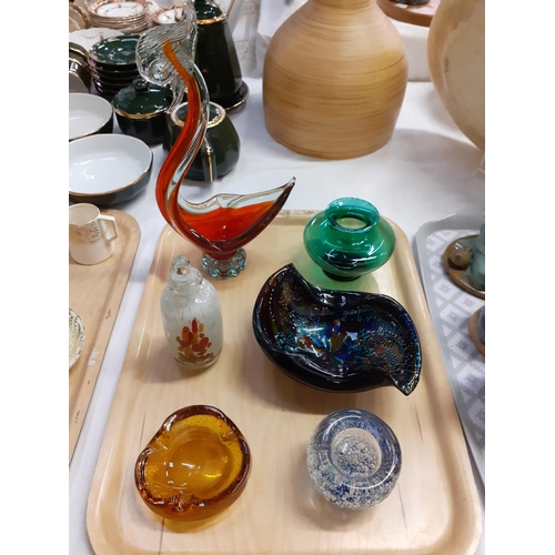 344 - Tray of Glass Bowls, Paperweight, Figures, Ornaments etc.