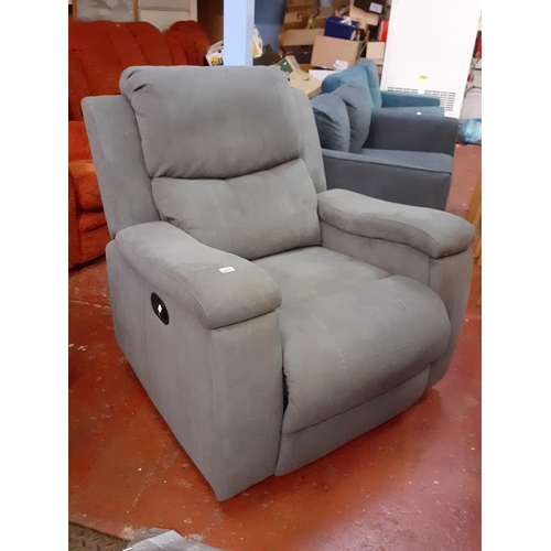 484 - Upholstered Manual Recliner Arm Chair in Steel Grey Colour.