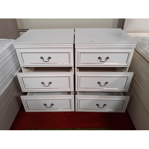 495 - Pair of White Three Drawer Bedside Cabinets.