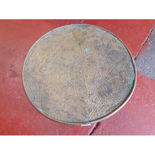 515 - Circular, Brass Topped Occasional Table - 49cm tall, 45cm Diameter.