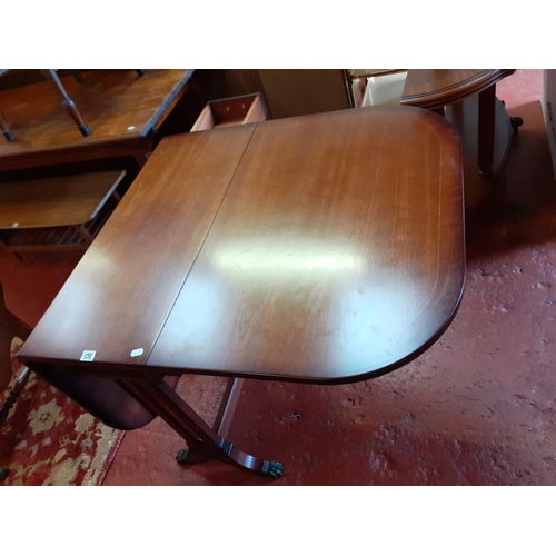 518 - Mahogany Drop Leaf Table on Claw Feet with Single, Twin Compartment, Through Drawer.