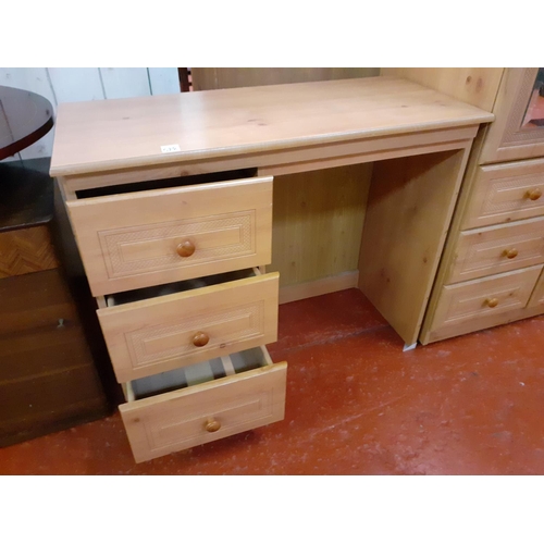 528 - Pine Effect Three Drawer Desk - 3ft long.