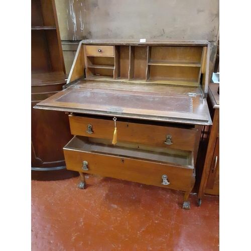 537 - Three Drawer Mahogany Bureau.