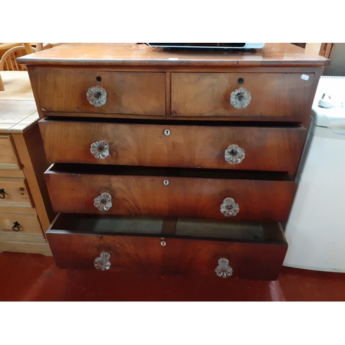 542 - Large Mahogany Two Over Three Nest of Drawers on Bun Feet - approx 40