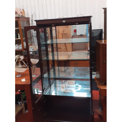 547 - Mahogany Glazed Two Door Display Cabinet over Double Closed Door Cabinet - has lights but will need ... 