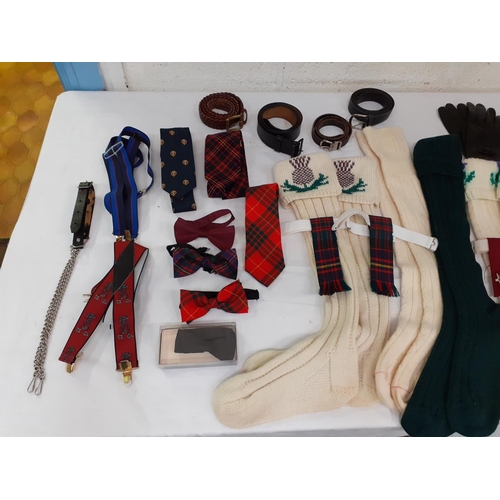 565 - Selection of Bow Ties, Kilt Flashes, Scottish Socks, Braces, Gloves etc.