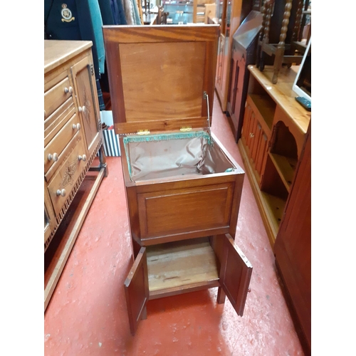 567 - Mahogany Sewing Box Cupboard with Hinge Top Lid.