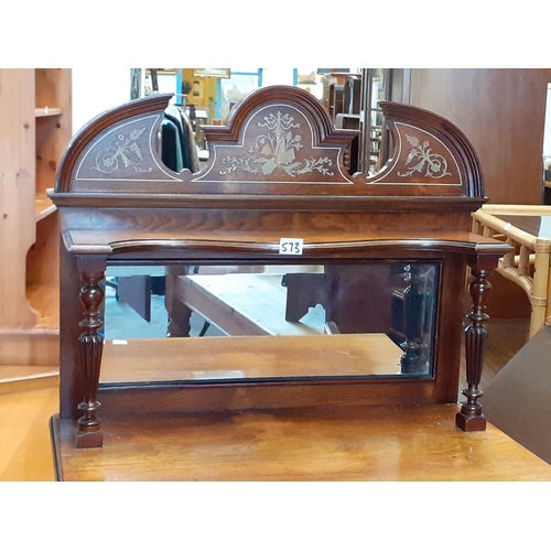 573 - Mirrored & Inlaid Oak Vanity Unit with Double Cupboard over Single Cupboard & Mirror Back Top - 61