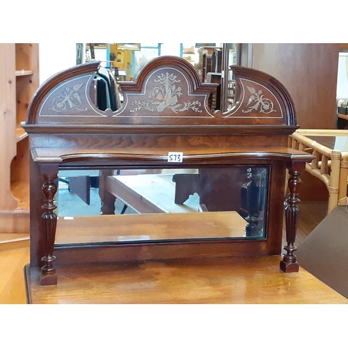 573 - Mirrored & Inlaid Oak Vanity Unit with Double Cupboard over Single Cupboard & Mirror Back Top - 61