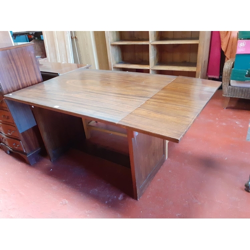 584 - Large, Heavy Solid Mahogany Drop End Dining Table - 77cm high x 175cm long when extended x 89cm wide... 