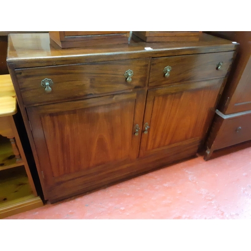 588 - Two Drawer, Two Door Polished Mahogany Sideboard - 3ft tall x 4ft long x 17