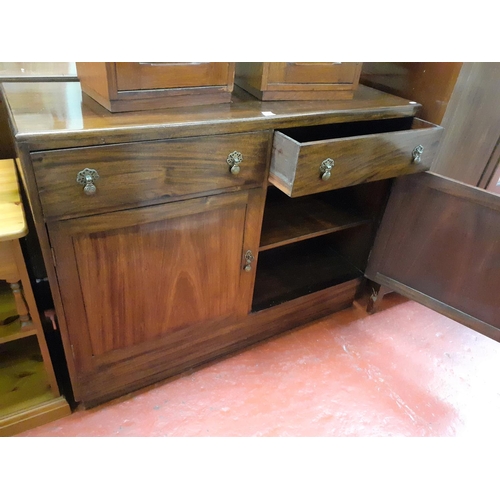 588 - Two Drawer, Two Door Polished Mahogany Sideboard - 3ft tall x 4ft long x 17