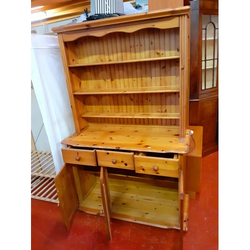 595 - Solid Pine, Closed Back Triple Dresser with Three Drawers & Three Cupboards - 114cm wide.