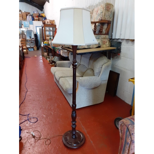 612 - Mahogany Based Standard Lamp with Shade.