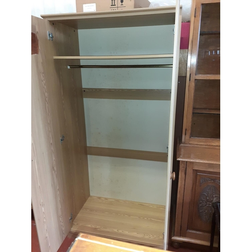 626 - Oak Effect Double Wardrobe with Hanging Rail & Over Shelf.