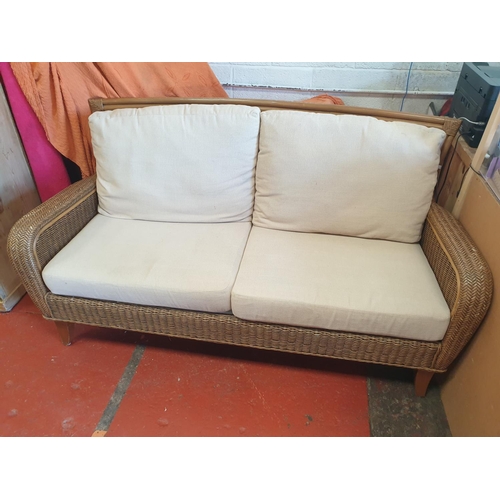 627 - Large Rattan Frame Conservatory Sofa.