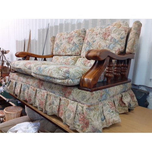 629 - Two Seater Oak Framed Cottage Style Settee.