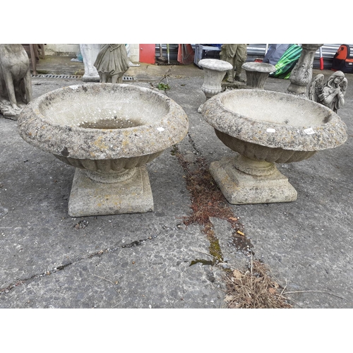 640 - Pair of Circular Concrete Planters on Plinths approx 14