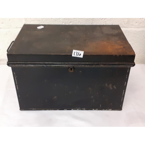 136 - Vintage Metal Storage Box with Handles - approx 9