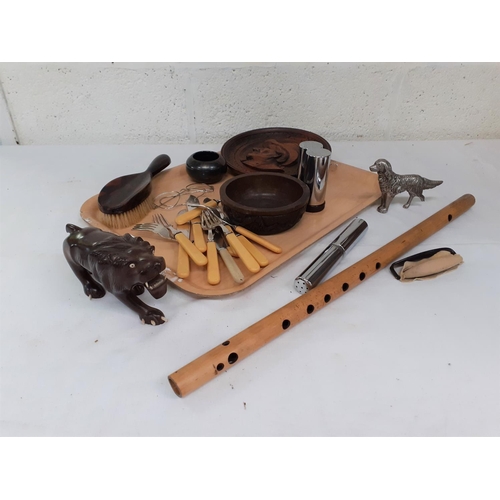 167 - Tray of Plated Ware, Cutlery, Wooden Items etc.