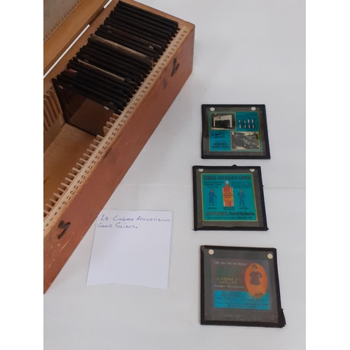 175 - Wooden Case of Magic Lantern Advertising Slides.